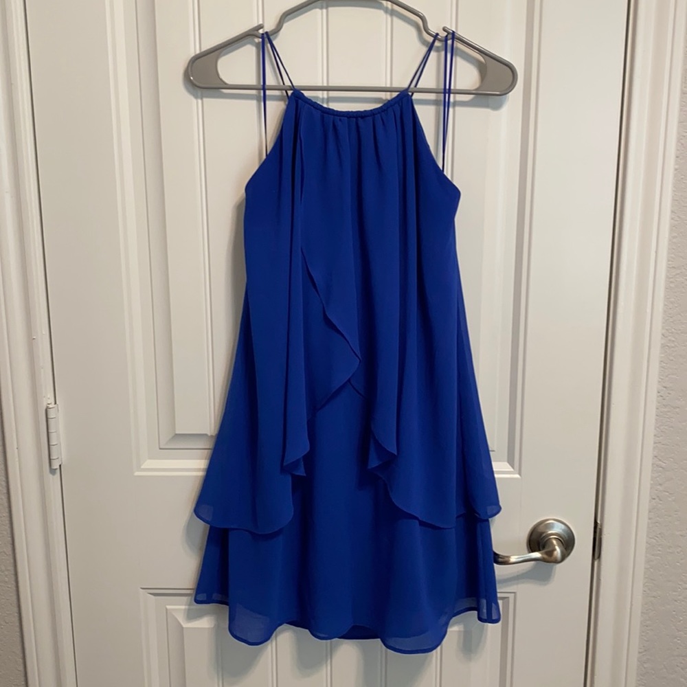 Blue Halter Shift Dress